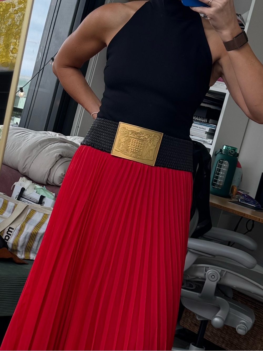Vintage Gold Plaque Black Belt - Fendi